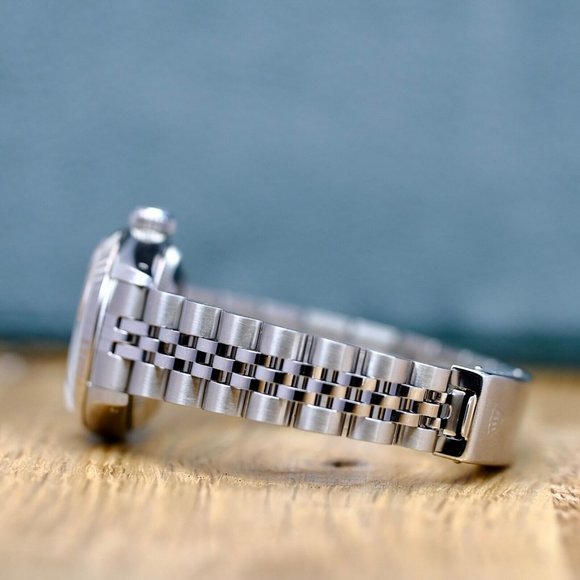 ROLEX DATEJUST GRAY INDEX DIAL 18KW GOLD FLUTED STEEL JUBILEE WATCH 26 MM 69174 - Picture 4 of 10